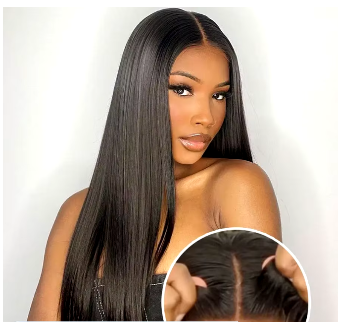 180% Density Straight Glueless Human Hair Wig Pre-Plucked Lace Closure (6x4 & 5x5), Ready-to-Wear