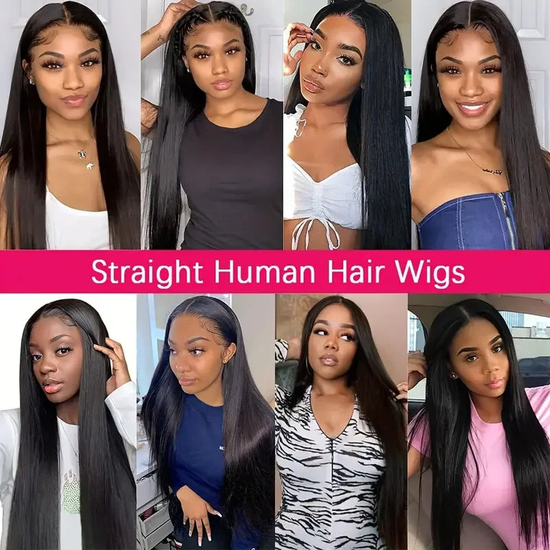 30-34 Inch Brazilian Straight Lace Front Wig – Transparent 13x6 & 13x4, 180% Density with 4x4 Lace Closure