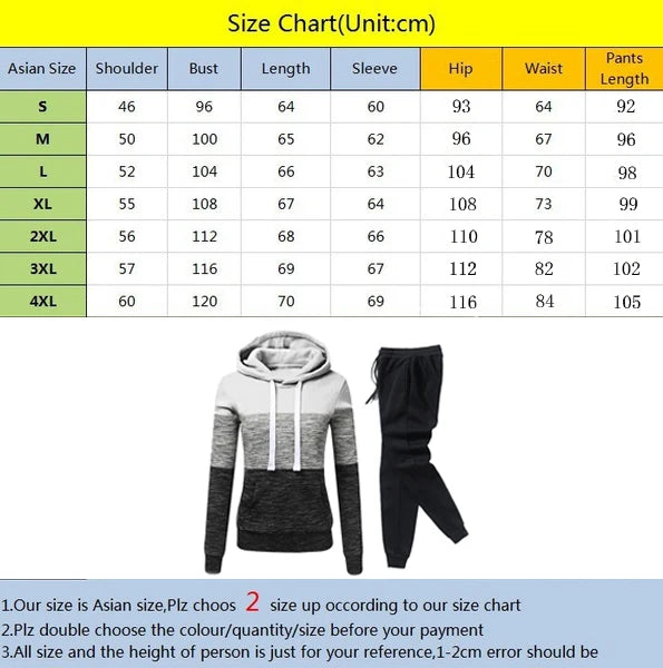 Women's Hooded Tracksuit Sweatshirt & Sweatpants Set Casual Jogging Pullover Versatile Sport Outfit, S-3XL