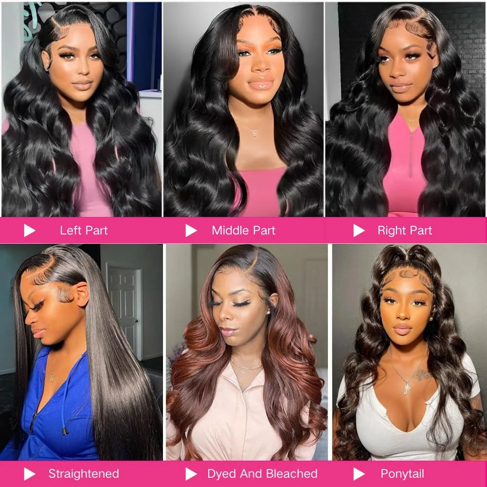 30-34 Inch 13x6 HD Body Wave Lace Front Wig 250% Density Loose Wave Pre-Plucked Human Hair Wig