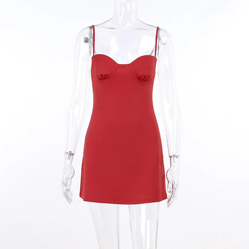 Women's Elegant Mini Dress Lace Up Red Party Club Elegant Hollow Backless Strapless Sexy Strap