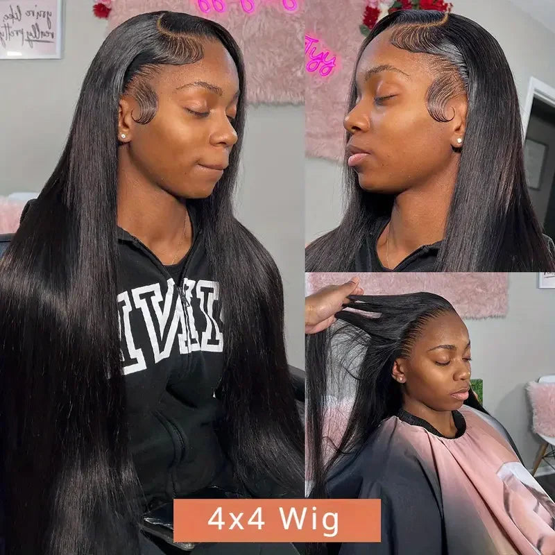 30-34 Inch Brazilian Straight Lace Front Wig – Transparent 13x6 & 13x4, 180% Density with 4x4 Lace Closure