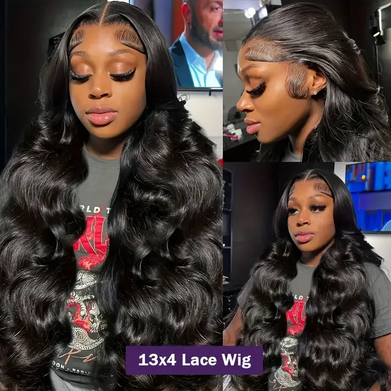 180% Density Transparent Lace Front Wig 13x6 Brazilian Remy Body Wave 16-36 Inch Glueless Human Hair Wig with 4x4 Lace Closure