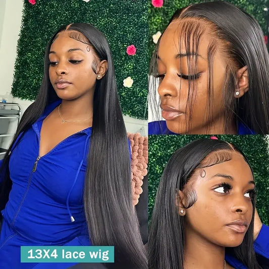 360 Lace Frontal Wig Brazilian Straight Human Hair Glueless with 13x6 Transparent Lace Front