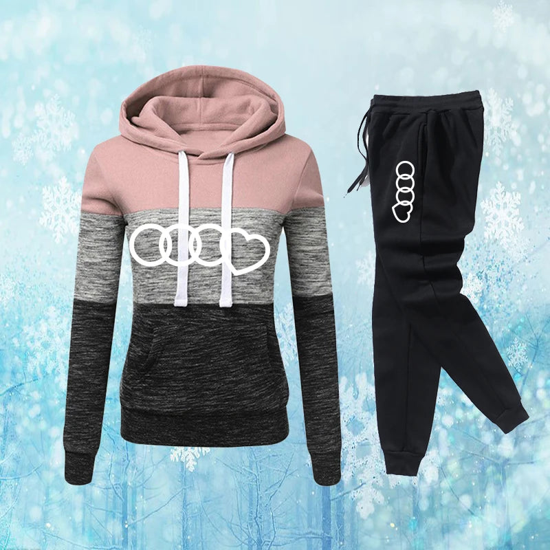 Women's 2-Piece Winter Tracksuit Warm Hoodie & Sweatpants Set High-Quality Casual Jogging Outfit