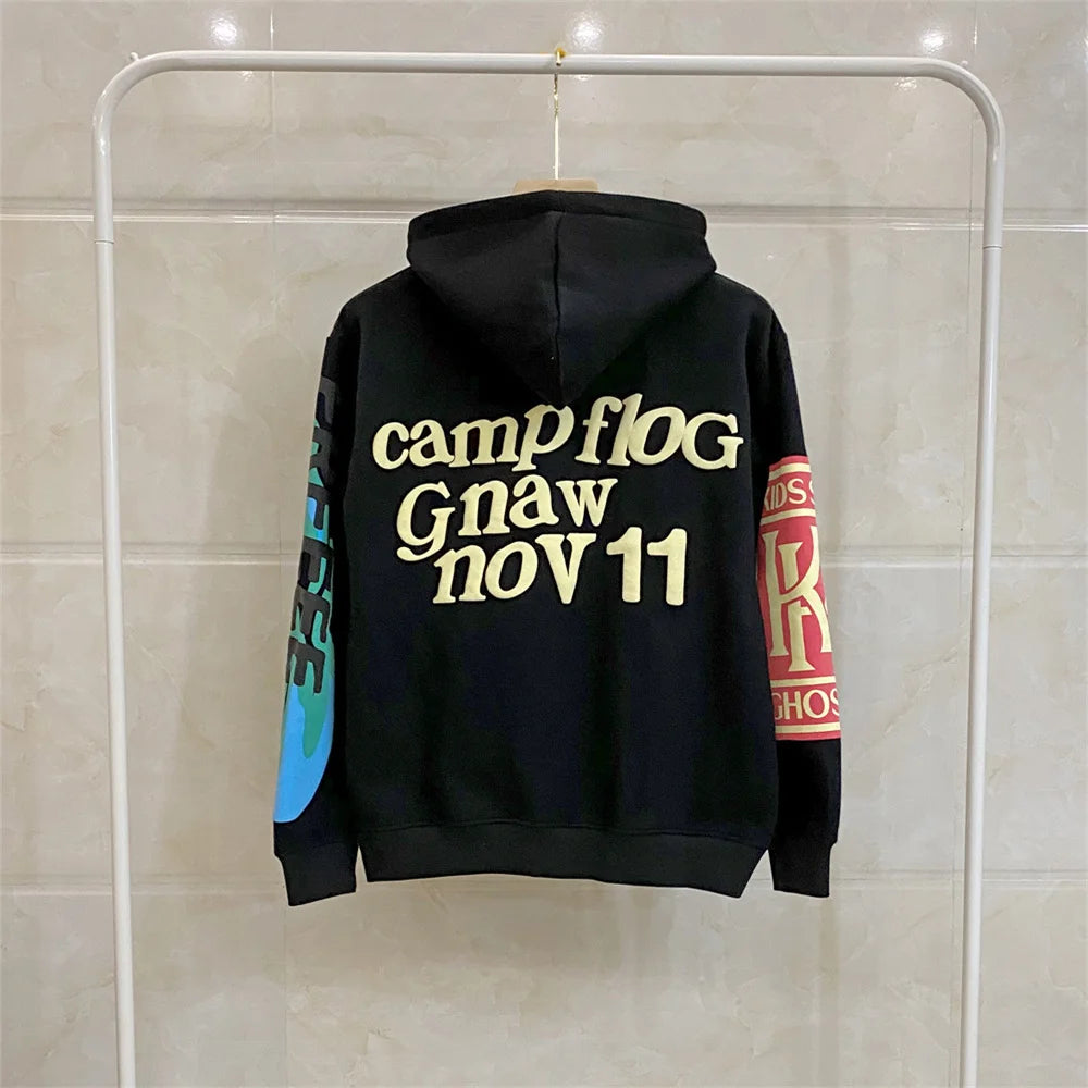 Oversized Goth Hoodie Harajuku Punk Streetwear Printed Plush Loose Fit Women's Sweatshirt for Autumn