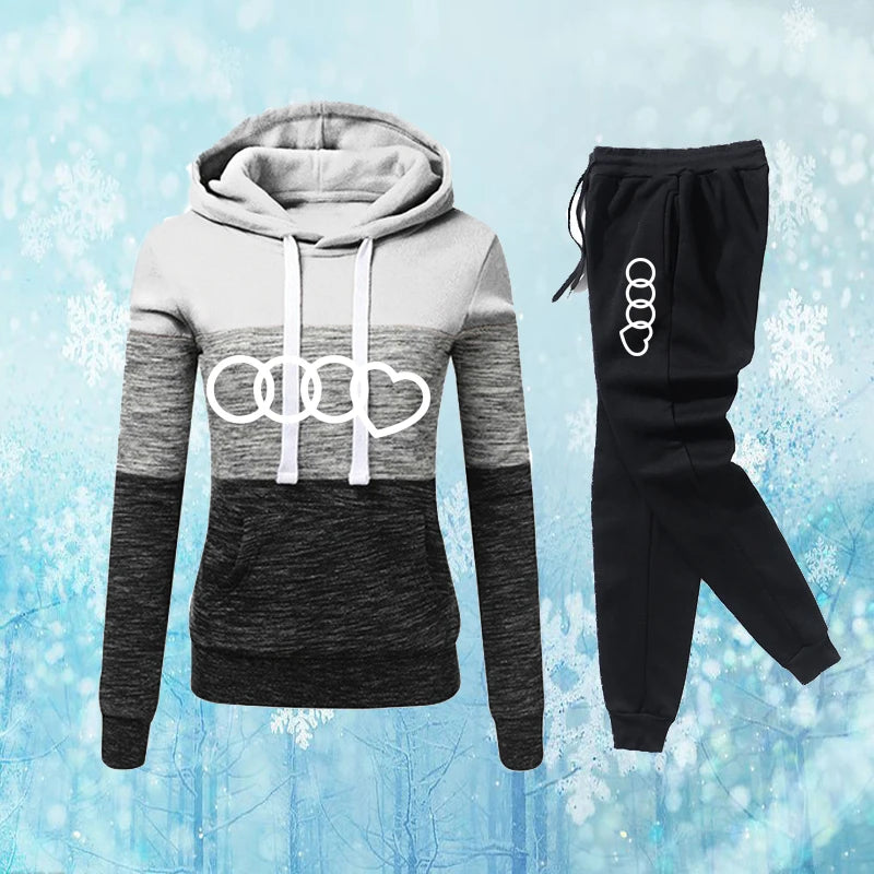 Women's 2-Piece Winter Tracksuit Warm Hoodie & Sweatpants Set High-Quality Casual Jogging Outfit