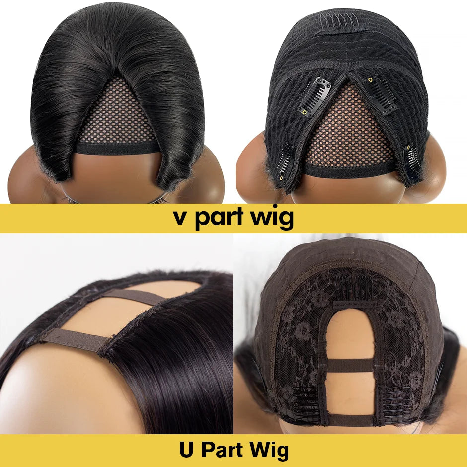 Afro Kinky Curly V Part Wig 30 Inch 250% Density Brazilian Remy Human Hair Glueless Deep Wave U Part Wig